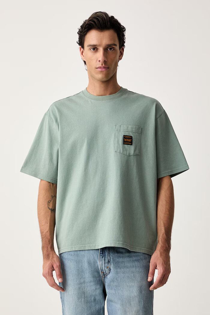 Levi's тениска мъжка от памук SS WORKWEAR PKT зелена 008AB-0000