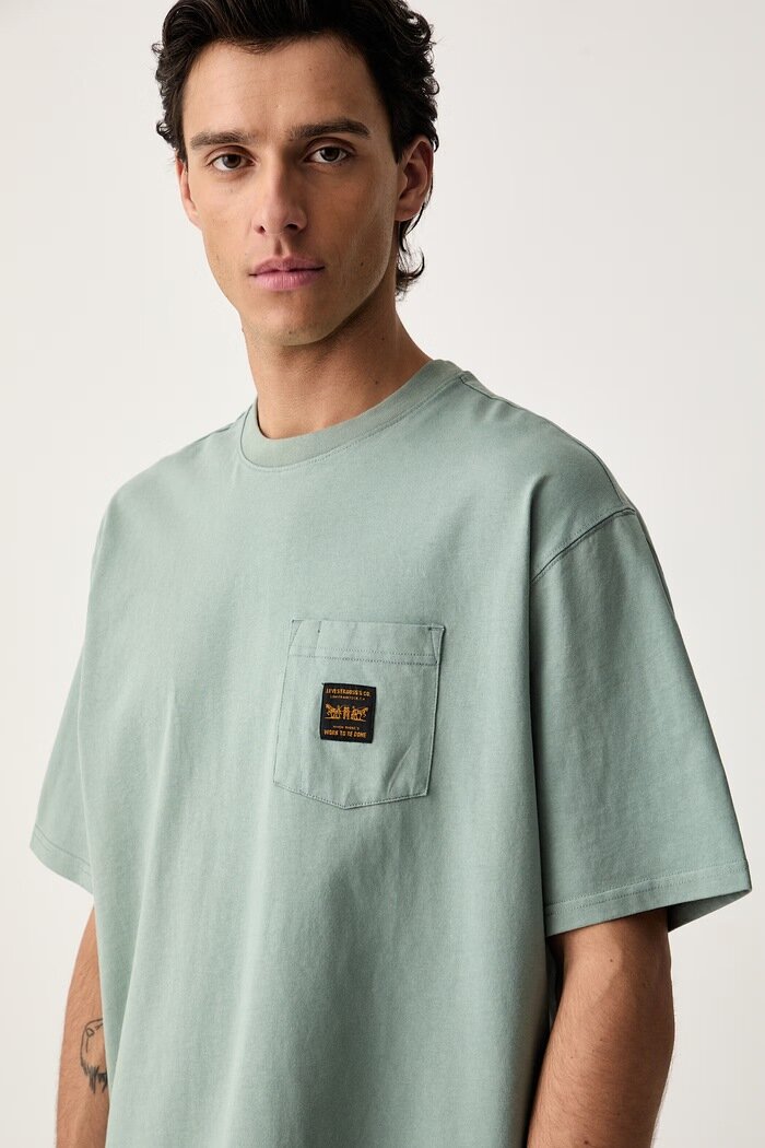 Levi's тениска мъжка от памук SS WORKWEAR PKT зелена 008AB-0000