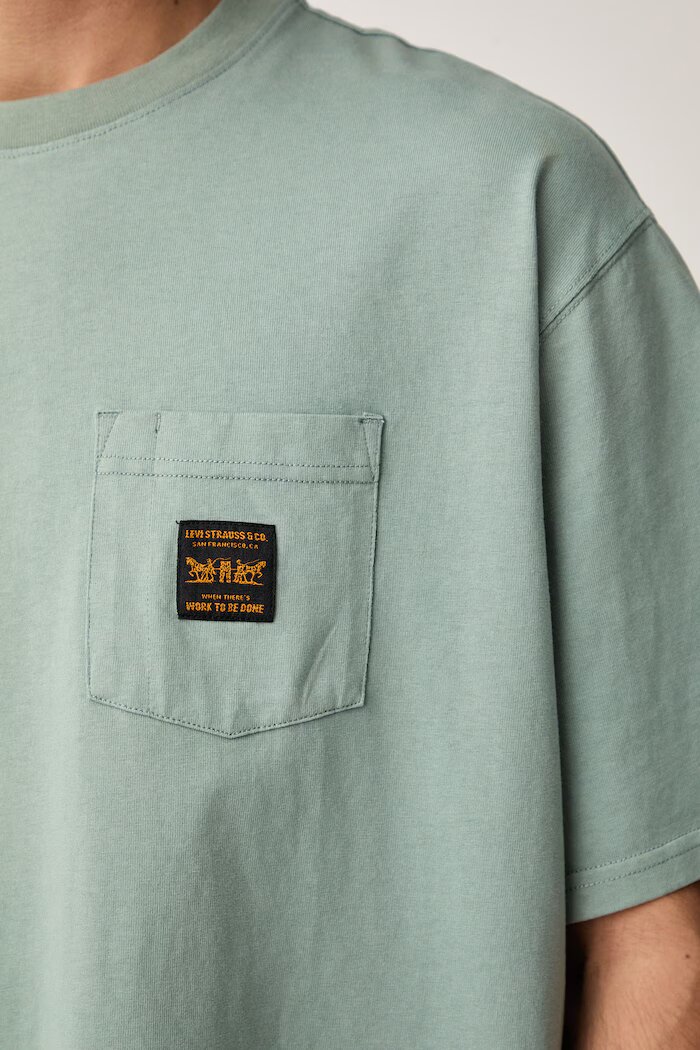 Levi's тениска мъжка от памук SS WORKWEAR PKT зелена 008AB-0000