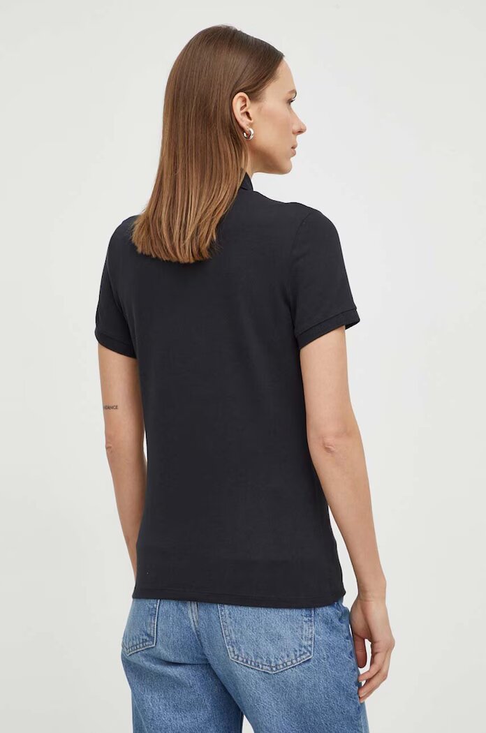 Levi's тениска с яка дамска от памук с еластан HM черна 52599