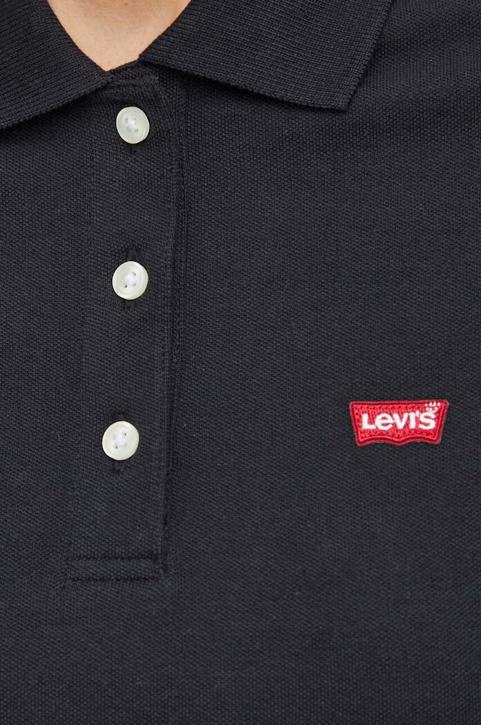 Levi's тениска с яка дамска от памук с еластан HM черна 52599