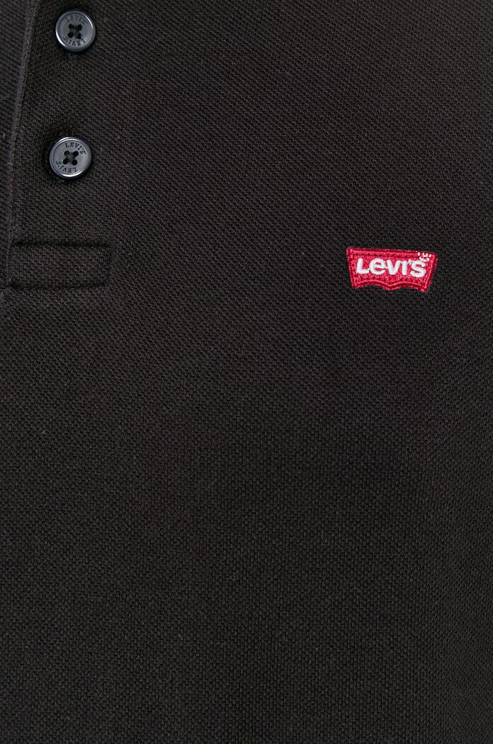 Levi's Тениска с яка мъжка в черно с изчистен дизайн