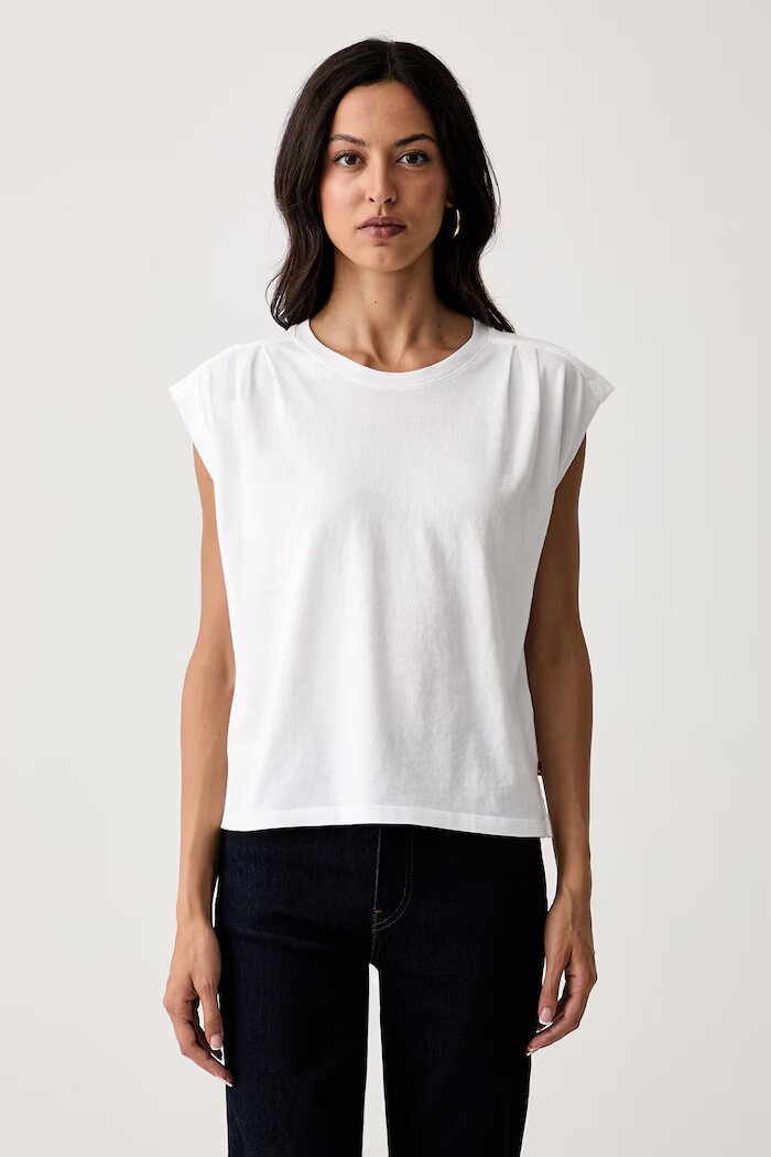 Levi's топ дамски от памук PLEATED MUSCLE TANK бял 0085U