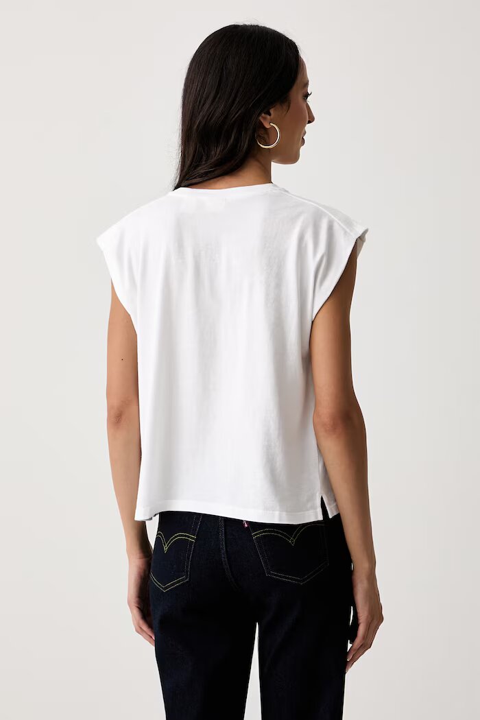 Levi's топ дамски от памук PLEATED MUSCLE TANK бял 0085U