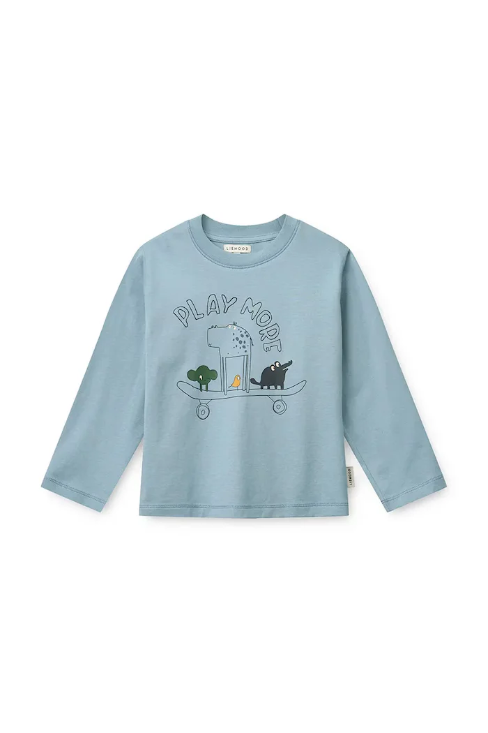 Liewood блуза с дълги ръкави за деца от памук Francis Placement LS T-shirt синя LW21025