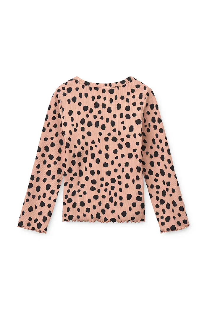 Liewood блуза с дълги ръкави за деца от памук с еластан Nieve Printed Longsleeve Rib T-shirt розова LW20679