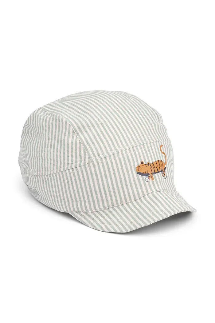 Liewood Детска памучна шапка с козирка Theon Soft Seersucker Cap в синьо LW20621