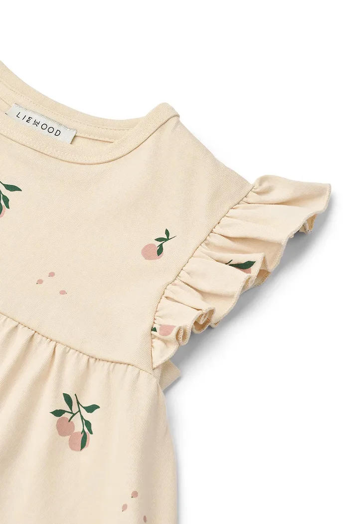 Liewood Детска рокля Neveah Printed Dress в бежово къса разкроена LW20490