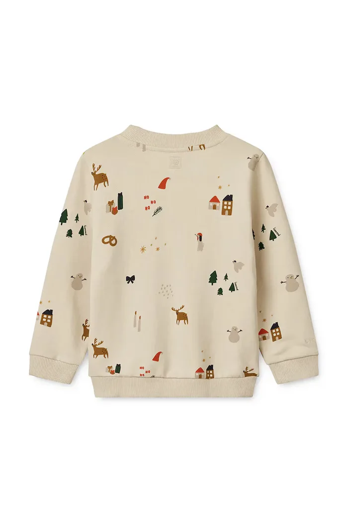 Liewood Детски памучен суичър Thora Printed Sweatshirt в бежово с десен LW20357