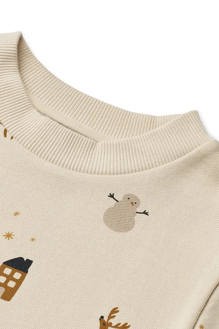Liewood Детски памучен суичър Thora Printed Sweatshirt в бежово с десен LW20357