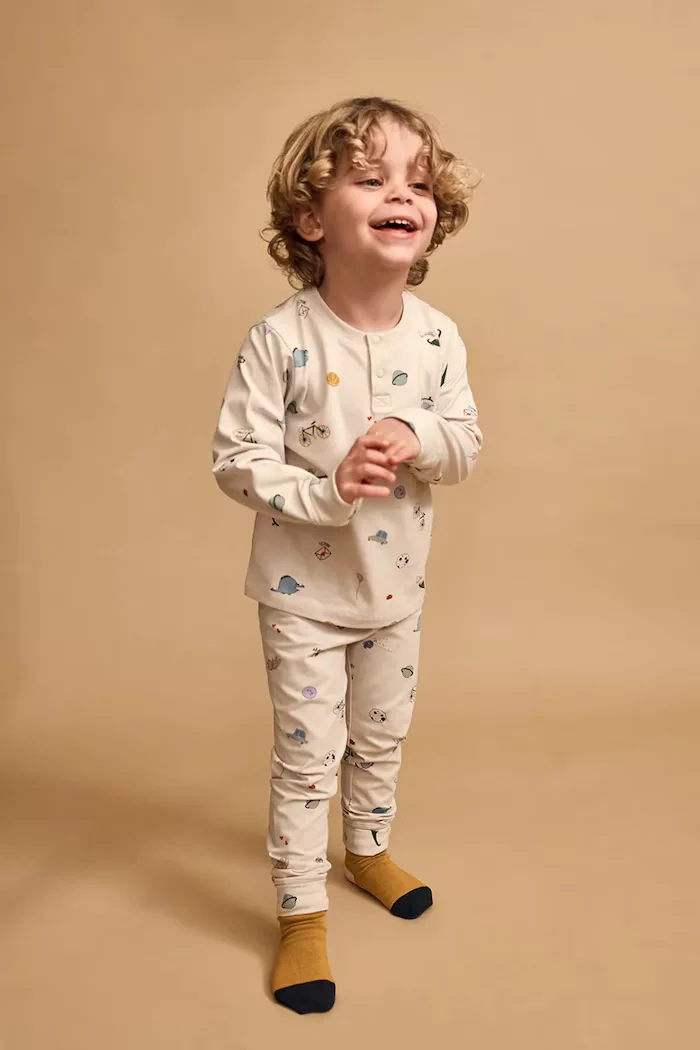 Liewood пижама от две части за деца от памук с еластан Wilhelm Grow Printed Pyjamas Set бежова LW20982