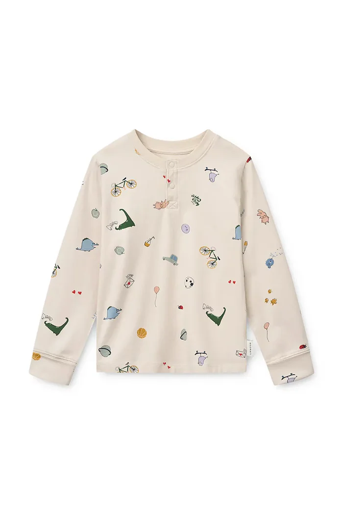 Liewood пижама от две части за деца от памук с еластан Wilhelm Grow Printed Pyjamas Set бежова LW20982