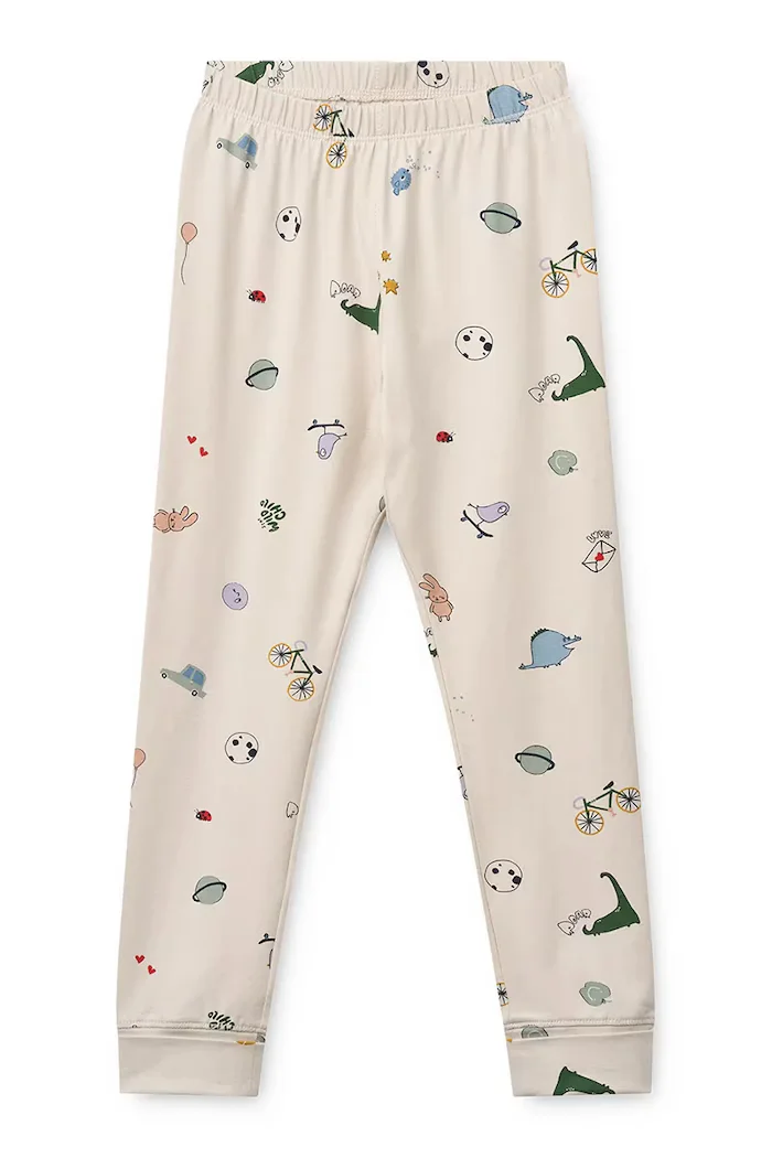 Liewood пижама от две части за деца от памук с еластан Wilhelm Grow Printed Pyjamas Set бежова LW20982