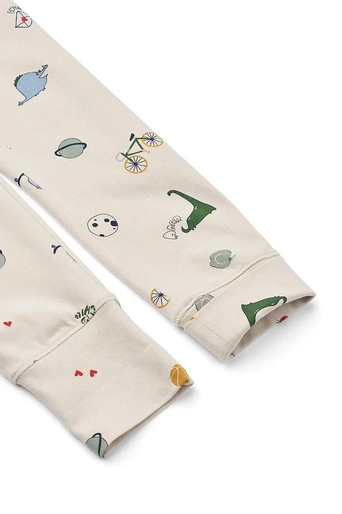Liewood пижама от две части за деца от памук с еластан Wilhelm Grow Printed Pyjamas Set бежова LW20982