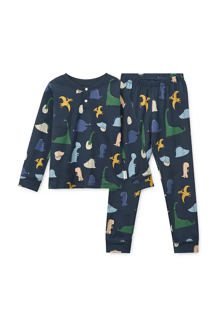 Liewood пижама от две части за деца от памук с еластан Wilhelm Grow Printed Pyjamas Set тъмносиня LW20982