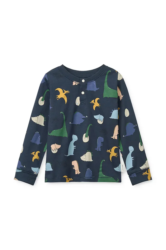 Liewood пижама от две части за деца от памук с еластан Wilhelm Grow Printed Pyjamas Set тъмносиня LW20982