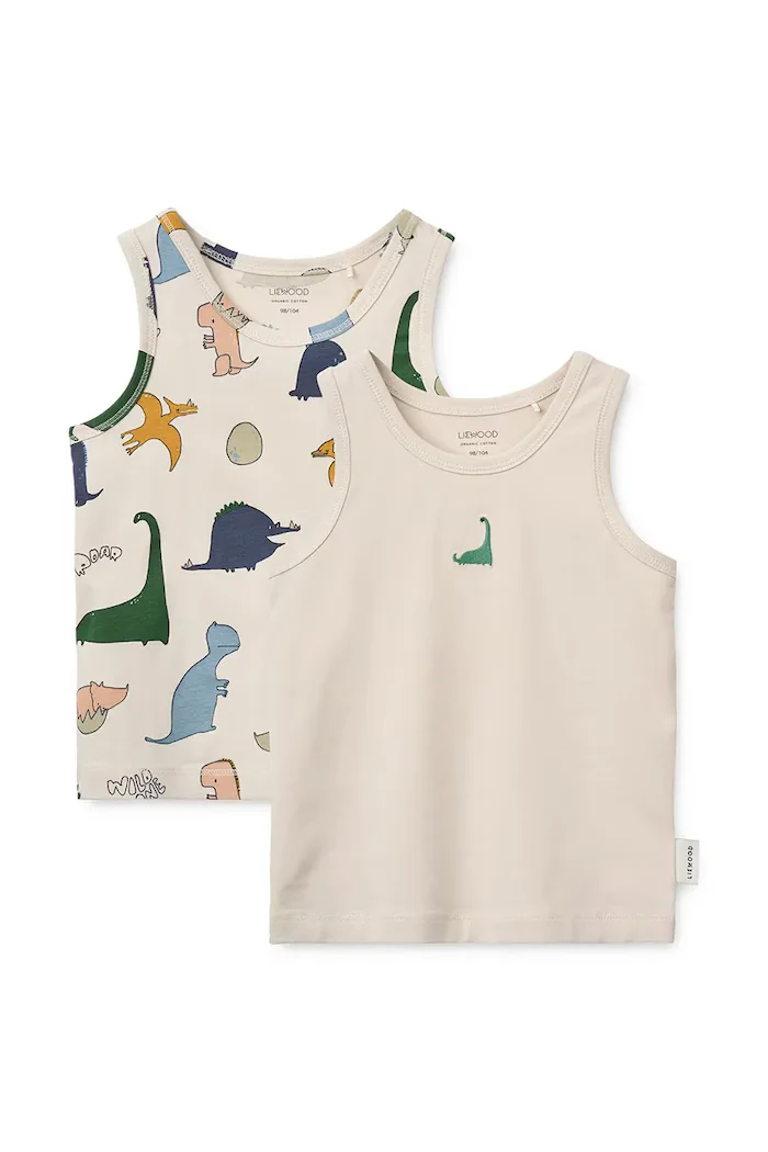 Liewood потник за деца от памук с еластан Faris Printed Tank Top 2-Pack бежов LW20660