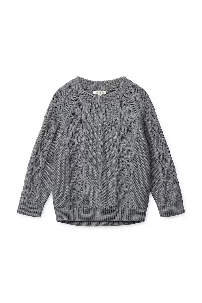 Liewood пуловер за деца от памук Ari Cotton Knit Jumper сив LW21426