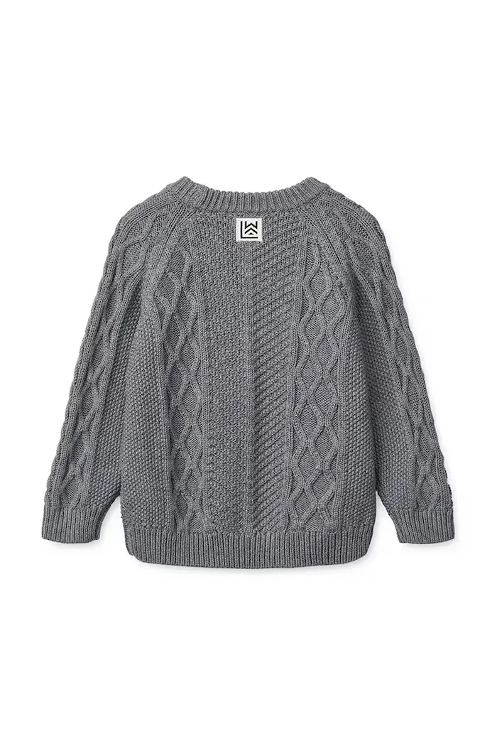 Liewood пуловер за деца от памук Ari Cotton Knit Jumper сив LW21426