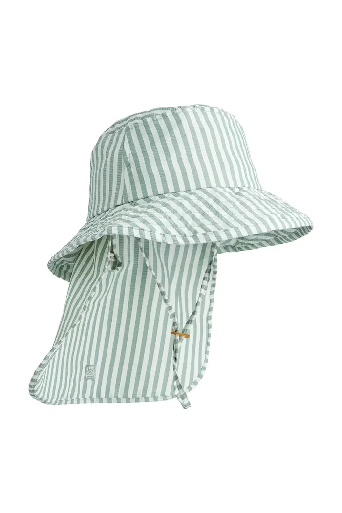 Liewood шапка с козирка за деца Damona Seersucker Sun Hat зелена LW21437