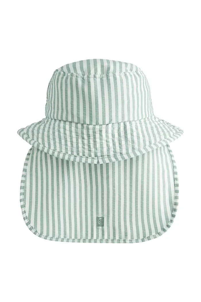 Liewood шапка с козирка за деца Damona Seersucker Sun Hat зелена LW21437