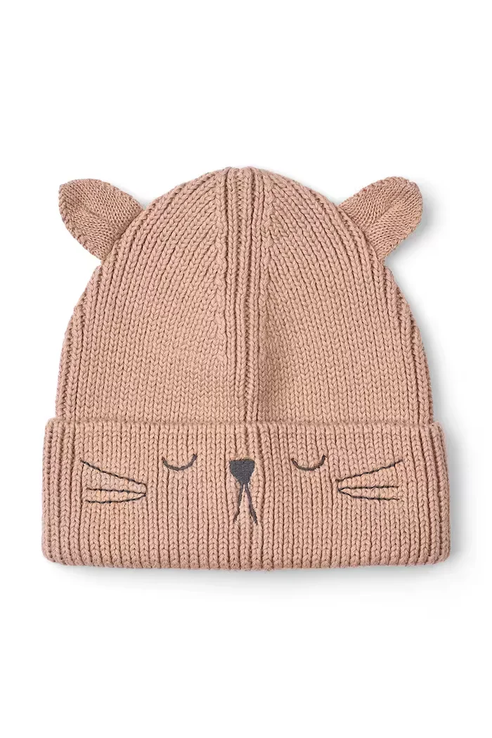 Liewood шапка за деца от памук Gina Beanie w Cat Embroidery розова LW21183