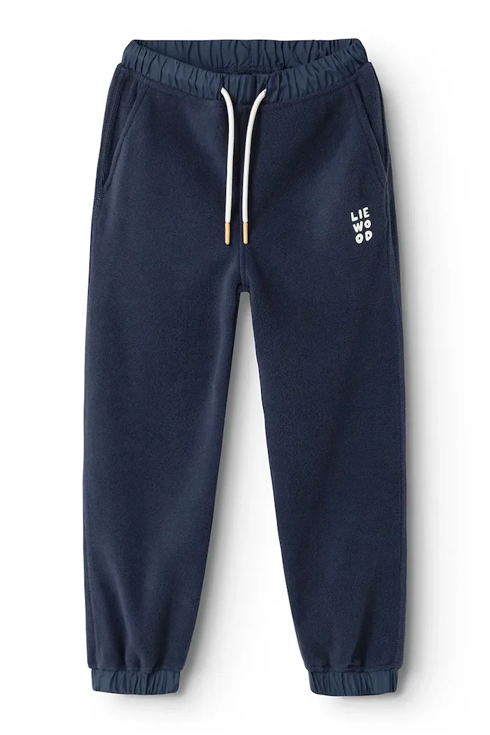 Liewood спортен панталон за деца Wendy Fleece Pants тъмносин със стандартна талия LW20905