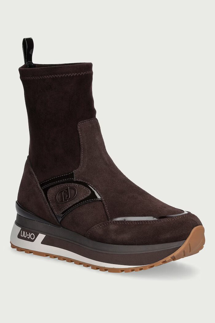 Liu Jo MAXI WONDER 104 маратонки дамски от велур кафяви BF6107PX962S3365