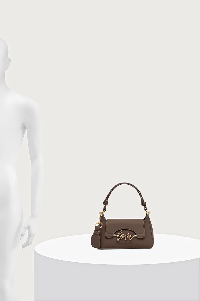 Love Moschino чанта дамска от имитация на кожа кафява JC4268PP0PKR0203