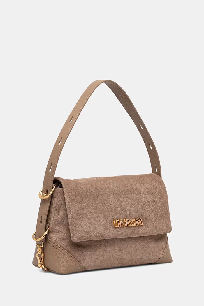 Love Moschino чанта дамска от имитация на велур бежова JC4092PP1PLD110A