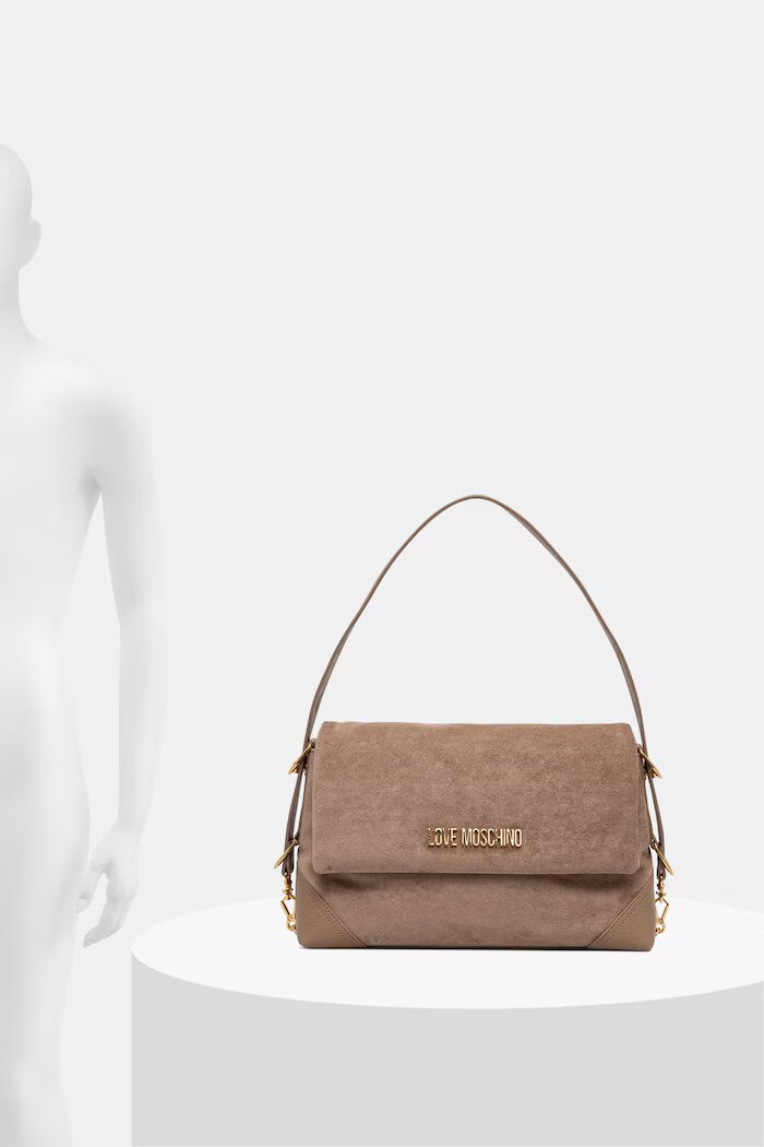 Love Moschino чанта дамска от имитация на велур бежова JC4092PP1PLD110A
