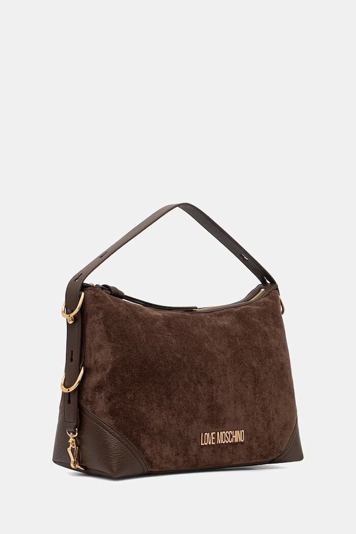 Love Moschino чанта дамска от имитация на велур кафява JC4090PP1PLD130A