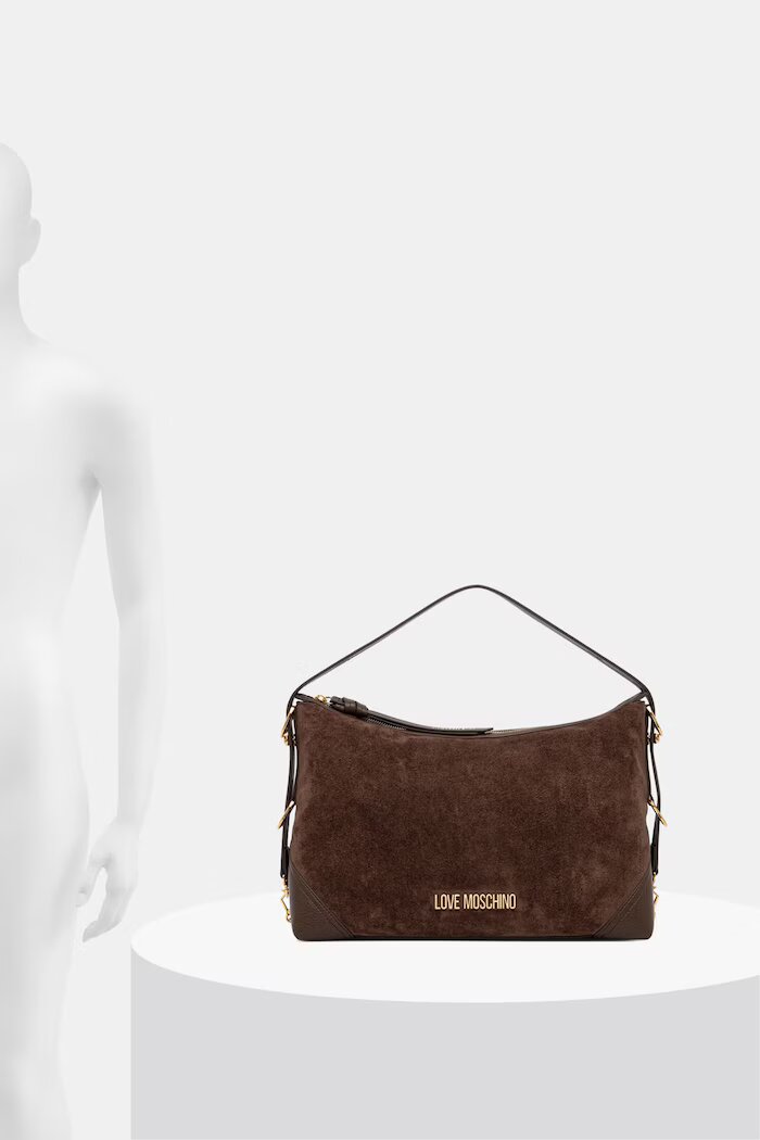 Love Moschino чанта дамска от имитация на велур кафява JC4090PP1PLD130A