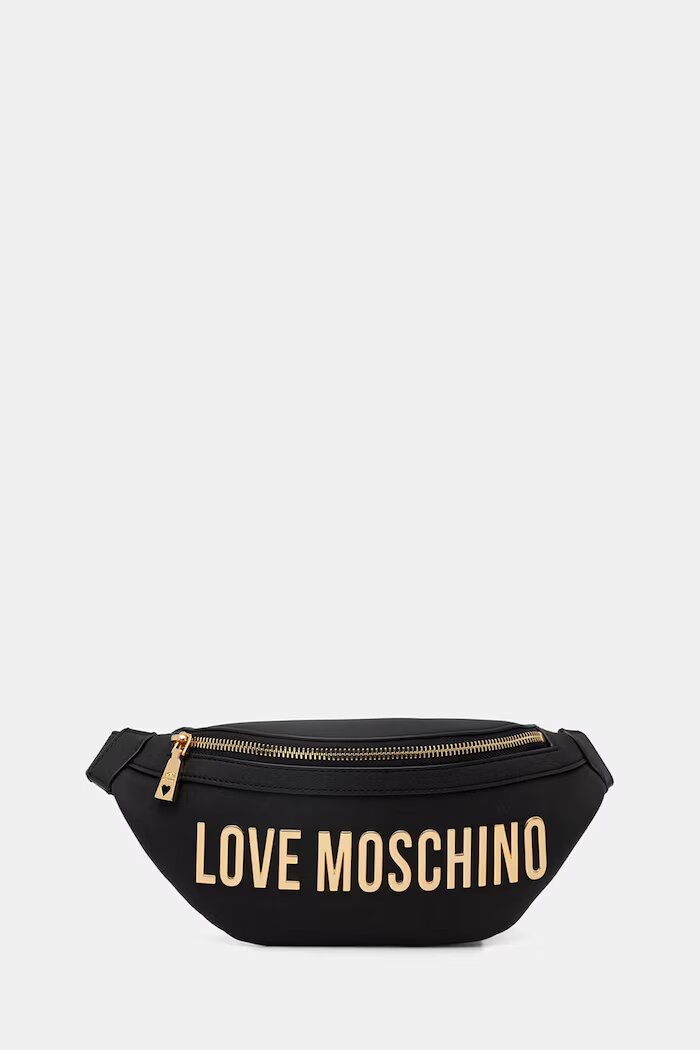 Love Moschino чанта за кръста дамска от имитация на кожа черна JC4195PP0OKD0000