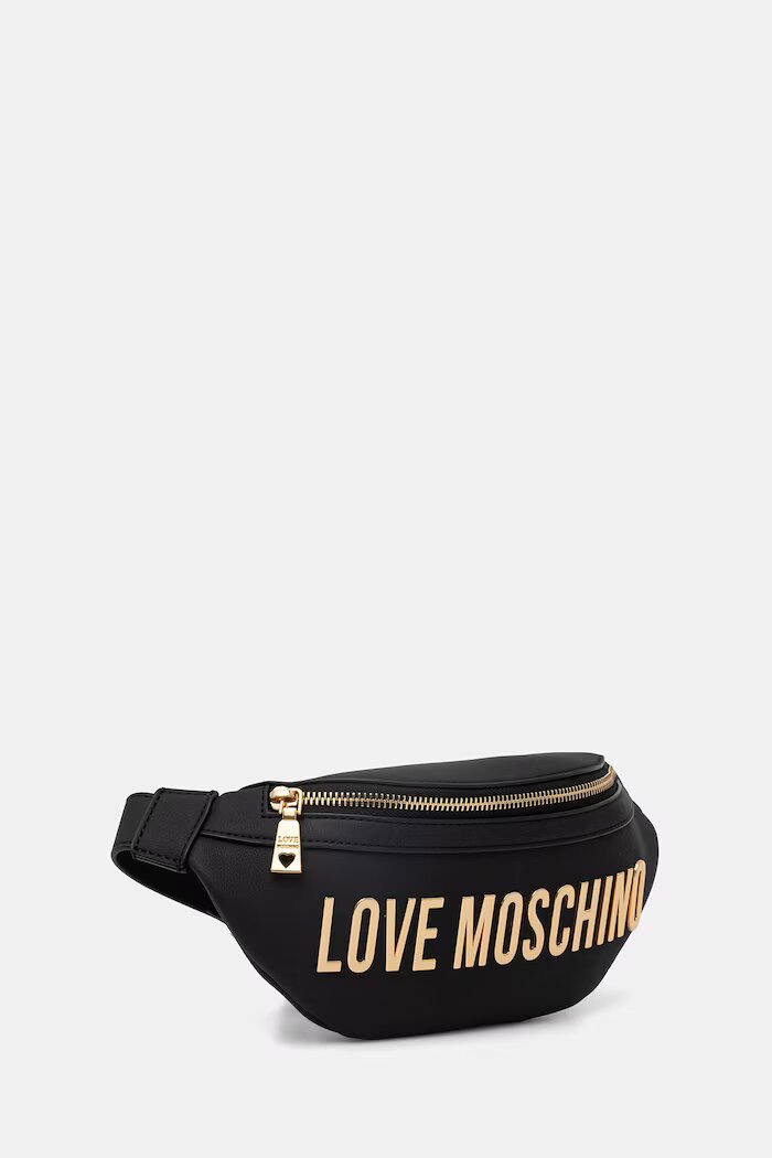 Love Moschino чанта за кръста дамска от имитация на кожа черна JC4195PP0OKD0000