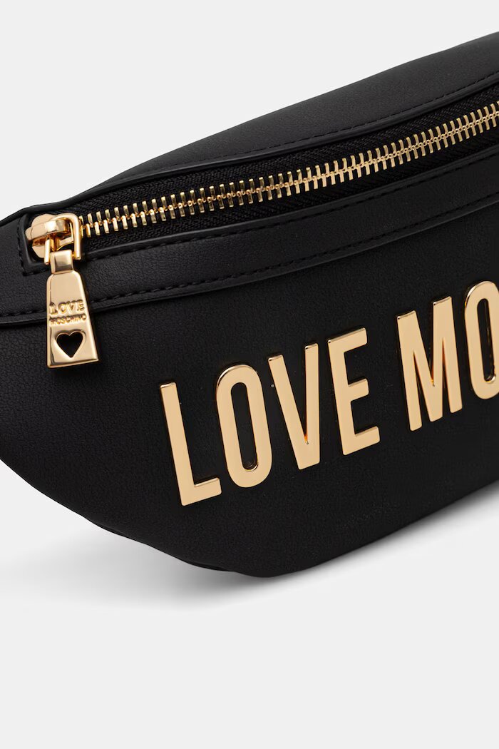 Love Moschino чанта за кръста дамска от имитация на кожа черна JC4195PP0OKD0000