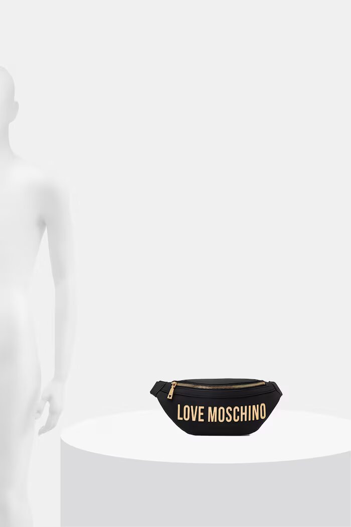 Love Moschino чанта за кръста дамска от имитация на кожа черна JC4195PP0OKD0000