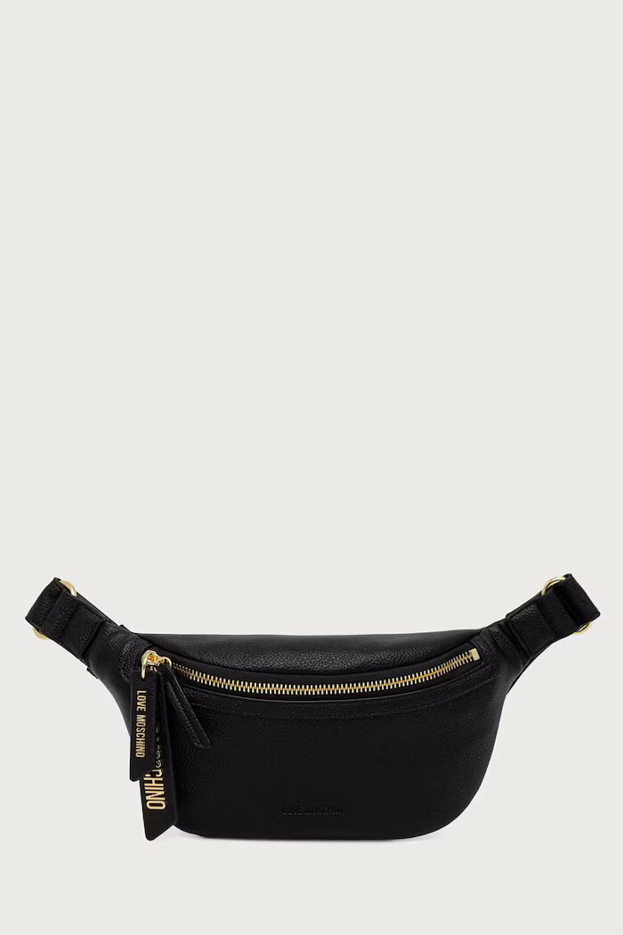 Love Moschino чанта за кръста дамска от имитация на кожа черна JC4227PP0PKG0000
