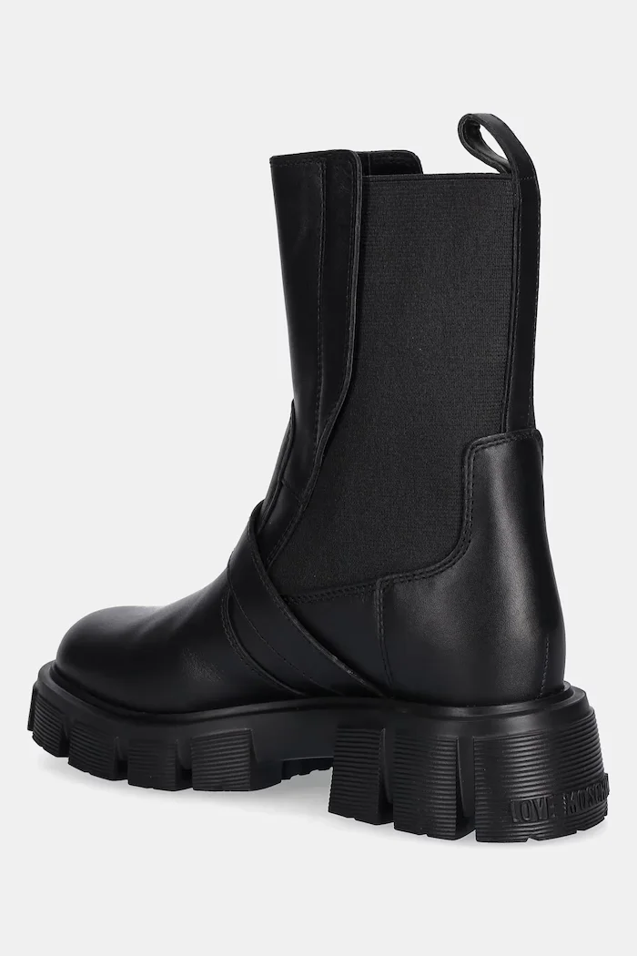 Love Moschino Кожени боти челси в черно с платформа JA24105G1NIA0000