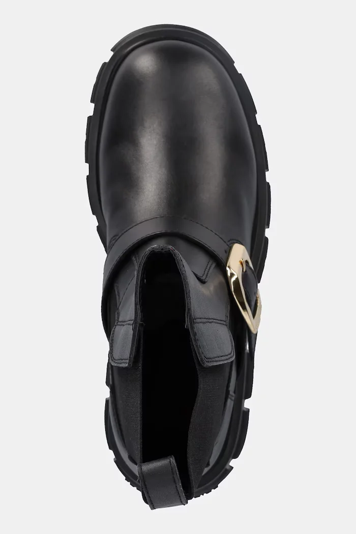 Love Moschino Кожени боти челси в черно с платформа JA24105G1NIA0000