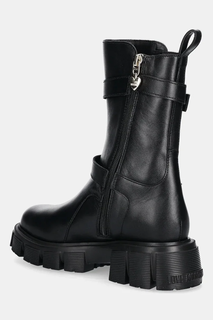 Love Moschino Кожени боти в черно с платформа JA24095G1NIA0000