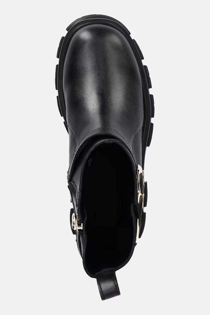Love Moschino Кожени боти в черно с платформа JA24095G1NIA0000