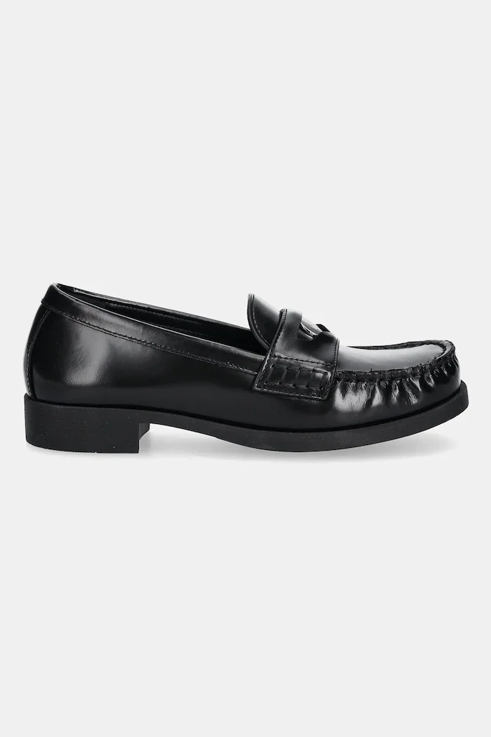 Love Moschino Кожени мокасини в черно с равна подметка JA10222G1NJD000A