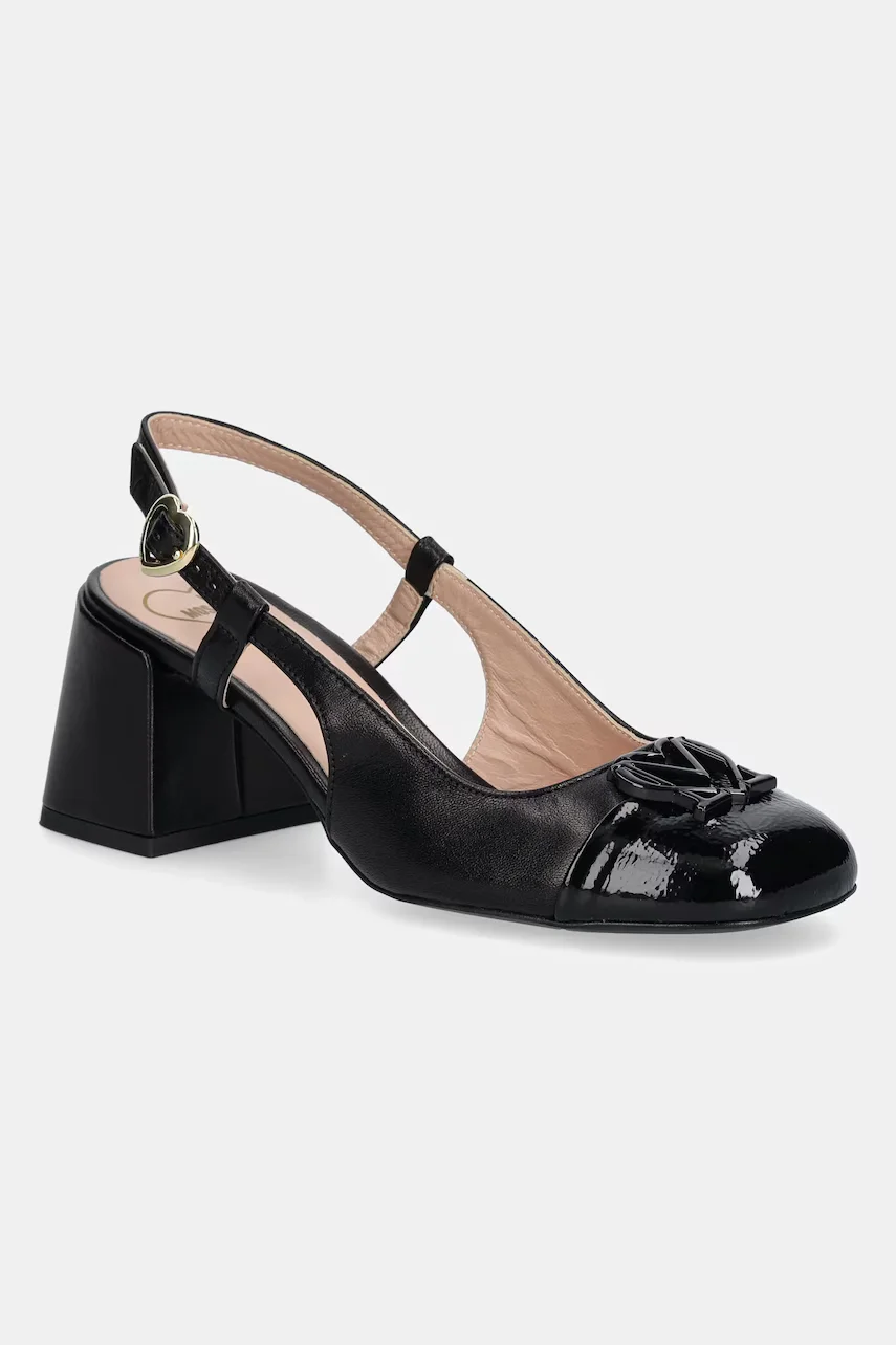 Love Moschino Кожени обувки с дебел ток