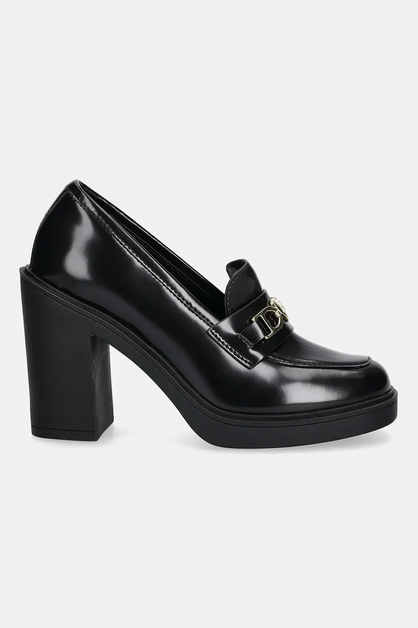 Love Moschino Кожени обувки с дебел ток