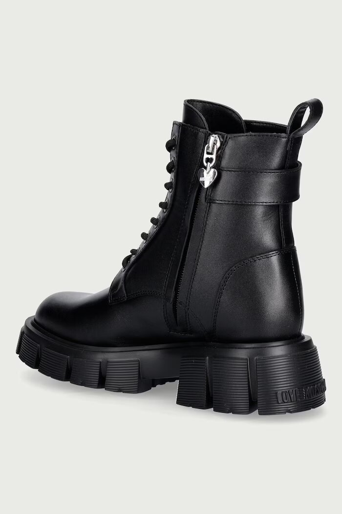 Love Moschino кубинки с платформа дамски от кожа черни JA24235G0PIA0000