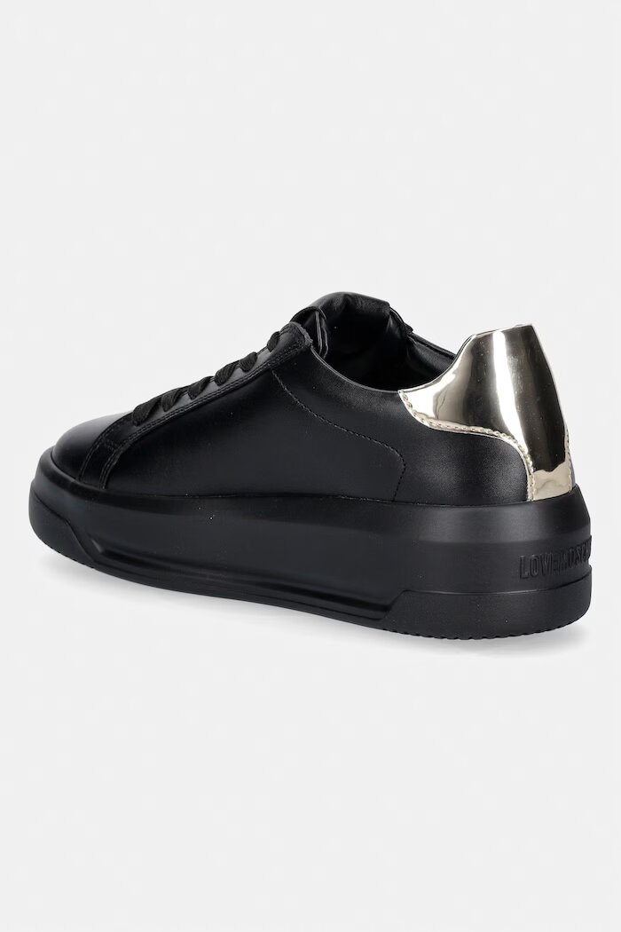 Love Moschino маратонки дамски от кожа черни с платформа JA15235G1PIAR00A
