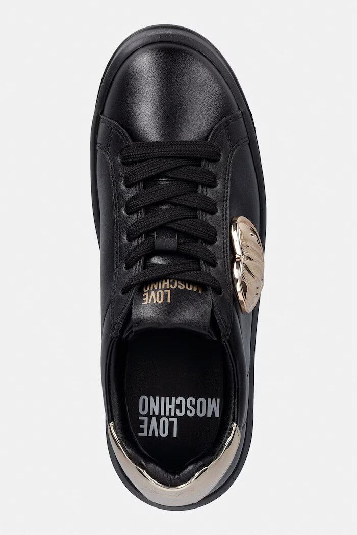 Love Moschino маратонки дамски от кожа черни с платформа JA15235G1PIAR00A