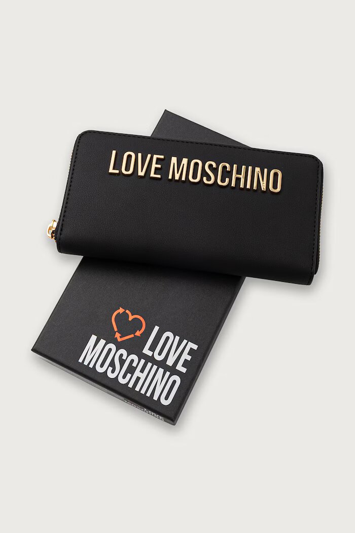 Love Moschino портфейл дамски от имитация на кожа черен JC5611PP0PKD0000