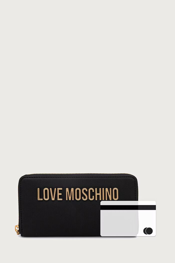 Love Moschino портфейл дамски от имитация на кожа черен JC5611PP0PKD0000